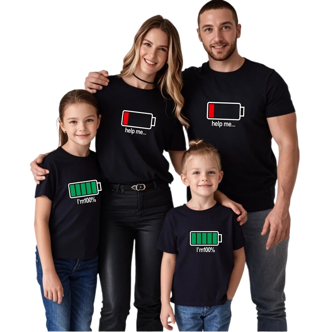 Plant Parent T Shirt - Funny Battery Pattern Family Matching Clothes